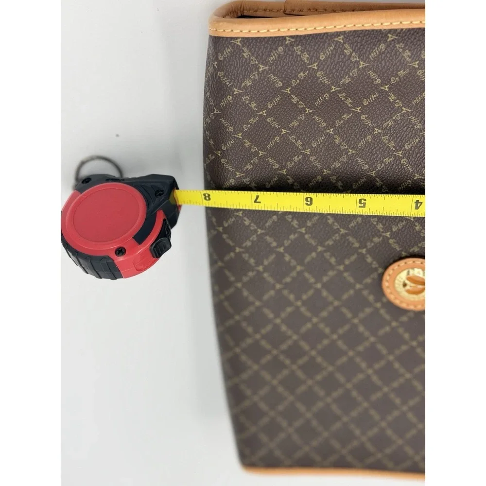 La Tour Eiffel 1887 Crossbody Wristlet Bag Monogram Brown Tan Genuine Leather